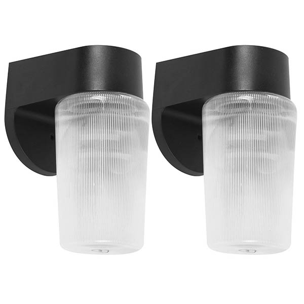 Lámpara de pared negra de 1 luz E27 25W para exterior - 2 unidades