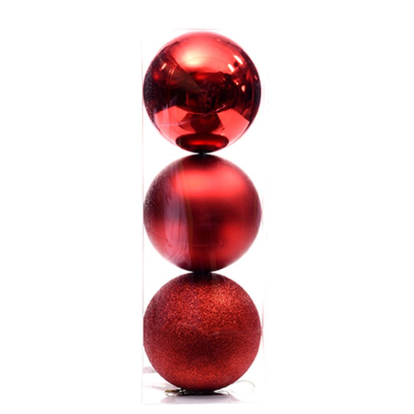 Juego de bolas navideñas 15cm decorativas color rojas 3 piezas