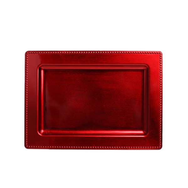 Bandeja plástica rectangular de color roja