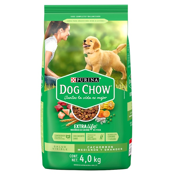 Alimento seco Dog Chow de 4kg para cachorro raza mediana y grande