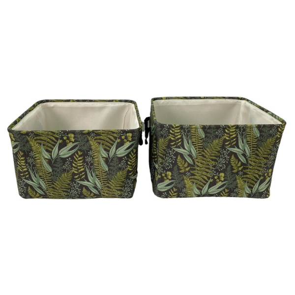Juego de cestas de tela con diseño de hojas color verde 2 unidades