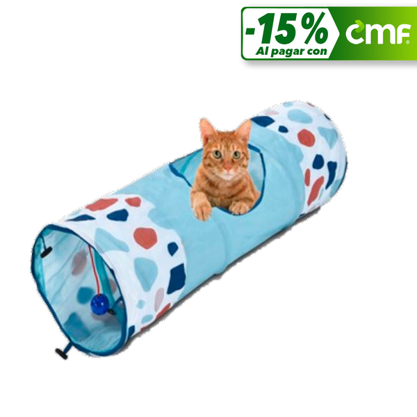 Túnel plegable de 25cm x 190cm celeste para gato