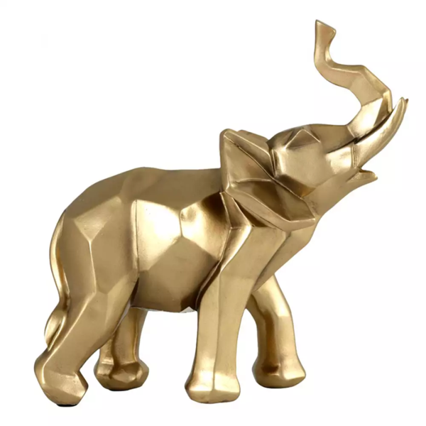 Adorno decorativo de 21cm con forma de elefante color dorado