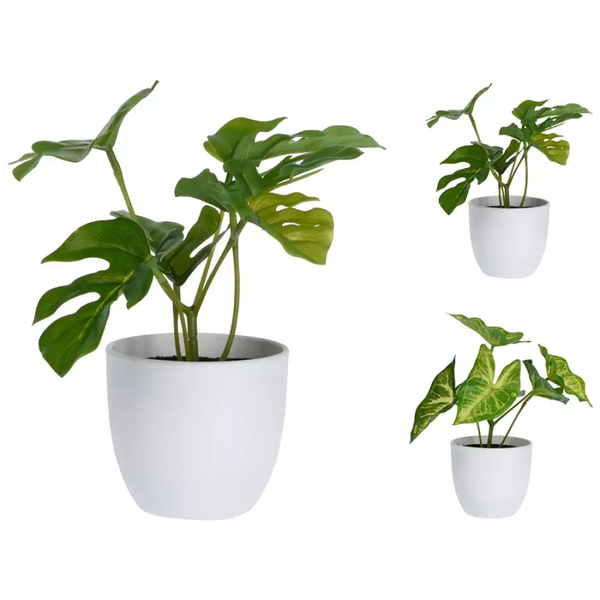 Planta artificial de 15cm con pote blanco