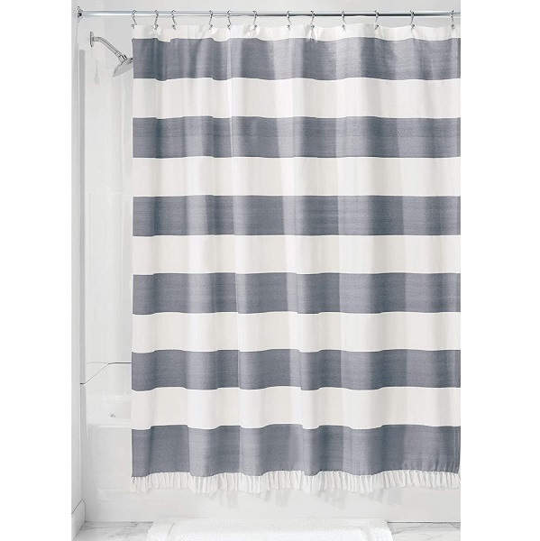 Cortina para baño Wide Stripe color gris