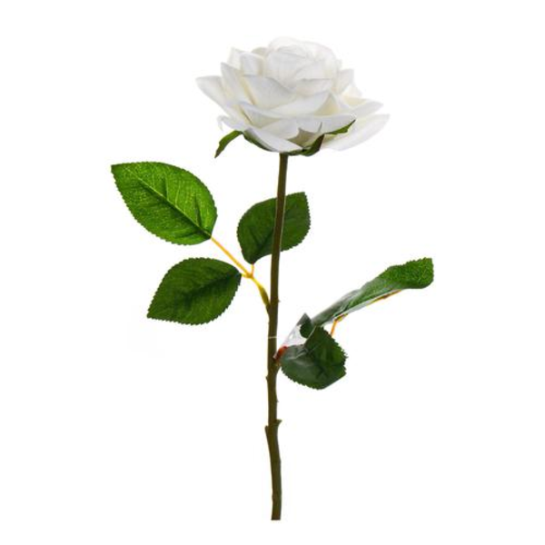 Rosa artificial decorativa de 45cm color blanco