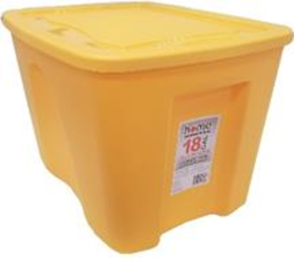 Caja plástica de almacenaje, 18 galones, color amarilla - Home