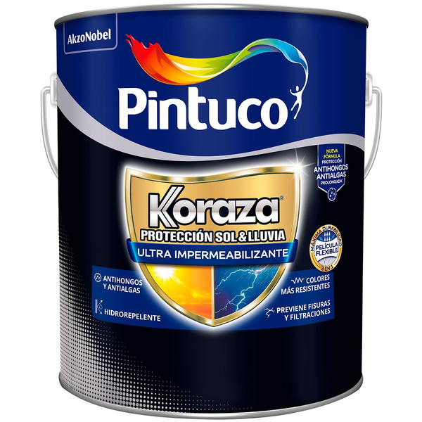 Pintura elastromérica Koraza 3 en 1 con base deep de 1gl