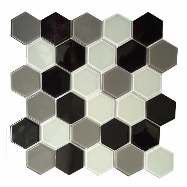 Mosaiquillos vitrificados hexagonal mezcla cinza de 27cm x 28cm