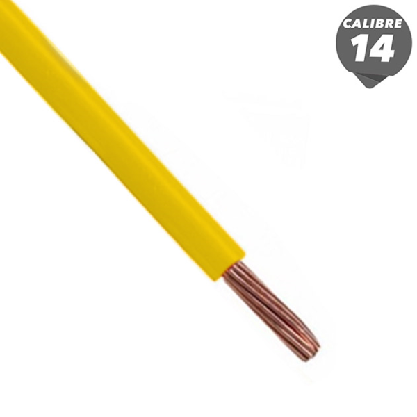Cable THHN de 1m calibre 14AWG color amarillo