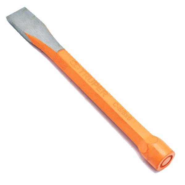 Cincel de corte frío de 5/8" x 6" de punta plana color naranja TRUPER