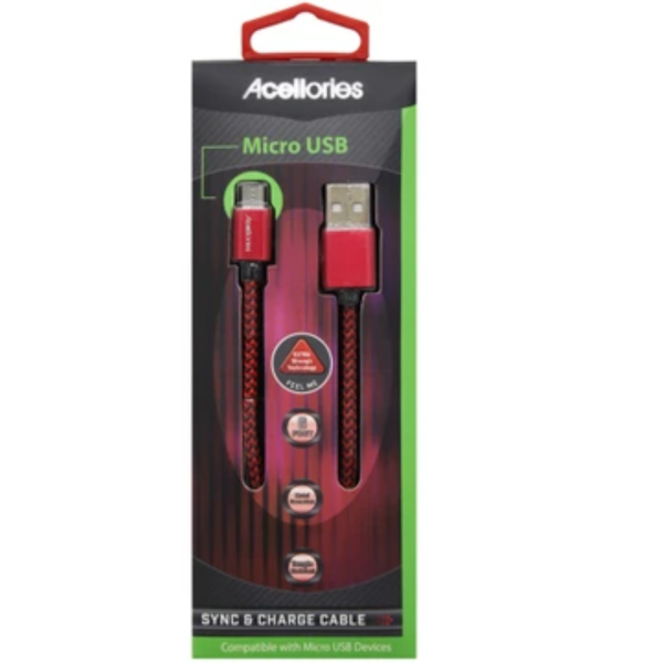 Cable micro USB Acellories de 6' color rojo