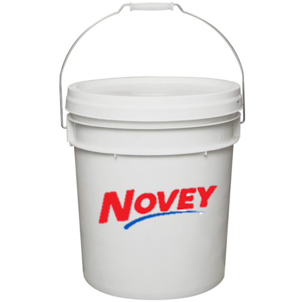 Tanque plástico blanco con tapa 5gl con logo Novey