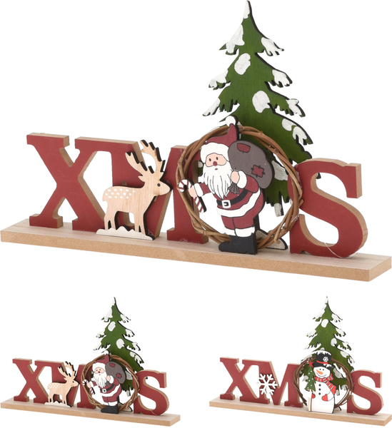 Adorno navideño de madera con diseño Xmas y Santa