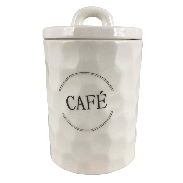Canister de cerámica color blanco para café