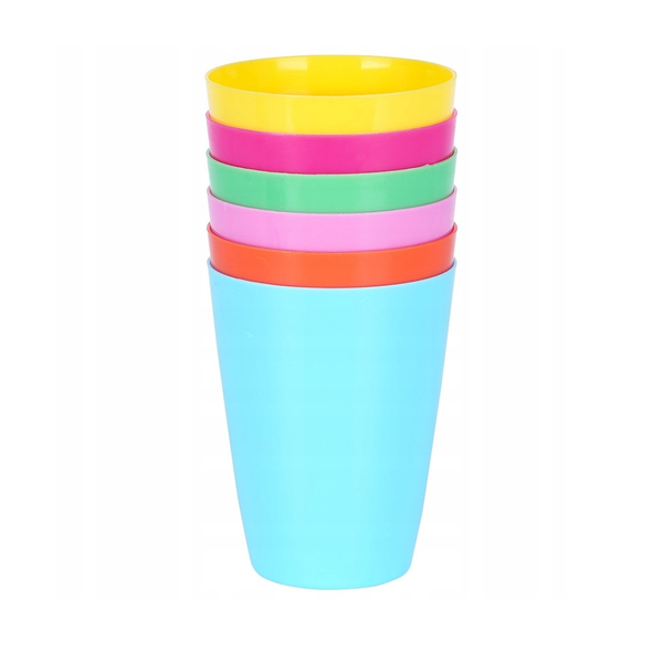 Juego de vasos plásticos 270ml colores surtidos - 6 piezas