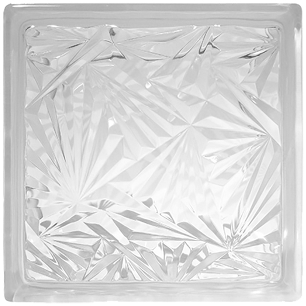 Bloque de vidrio de 19cm x 19cm x 8cm modelo Ice Flower transparente