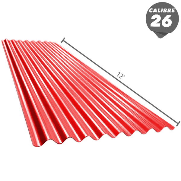 Lamina de zinc de 42" x 12' corriente esmaltado calibre 26 rojo