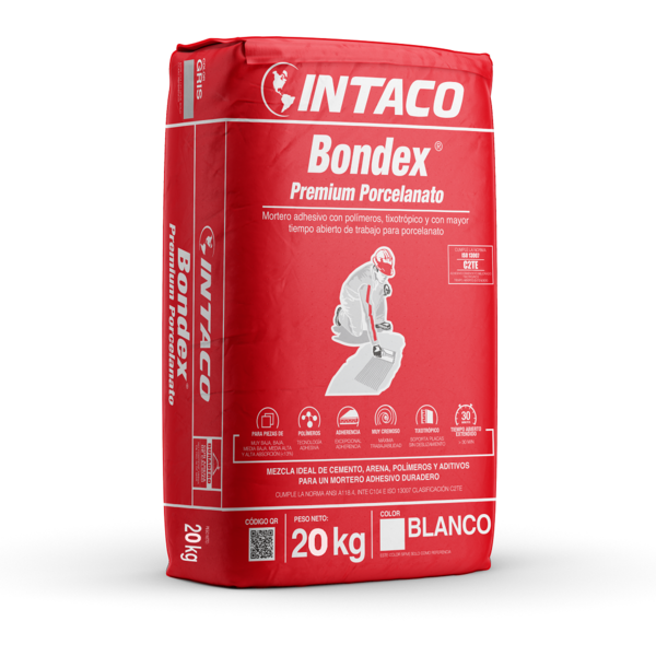 Pegamento Bondex Premium Porcelanato de 20kg color blanco