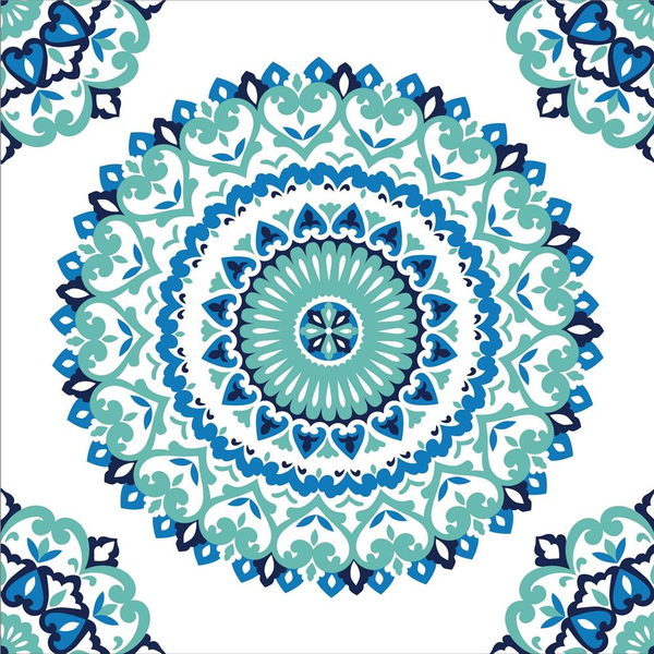 Papel decorativo Jasmine Medallion azul