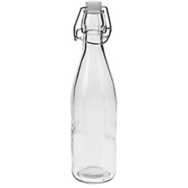 Botella de vidrio de con tapa abatible