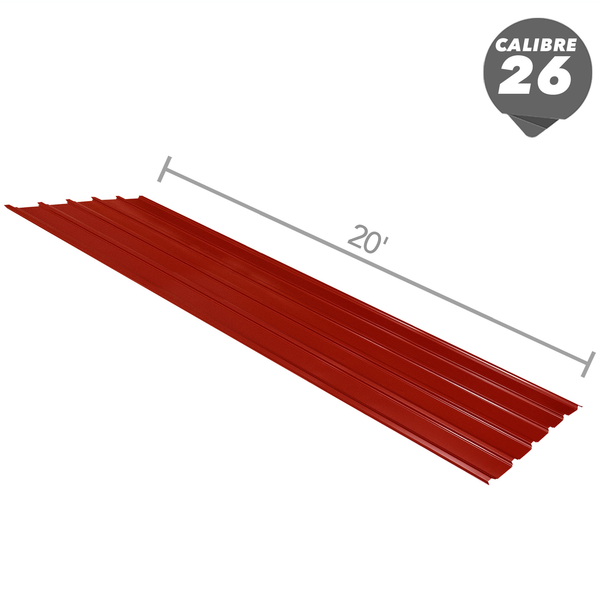 Lámina de zinc color rojo de canal ancho de 42" x 20' c 26