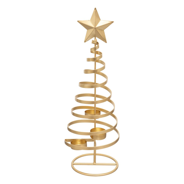 Árbol de navidad 40cm con soporte para velas color dorado