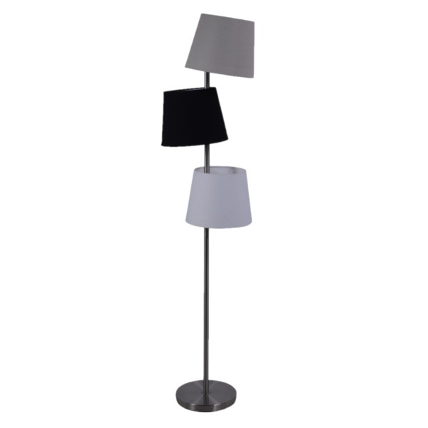 Lámpara de pedestal con pantallas en color blanco negro y gris