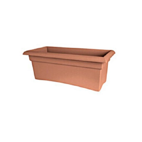 Pote plástico 14" modelo Veranda rectangular de color terracota BLOEM