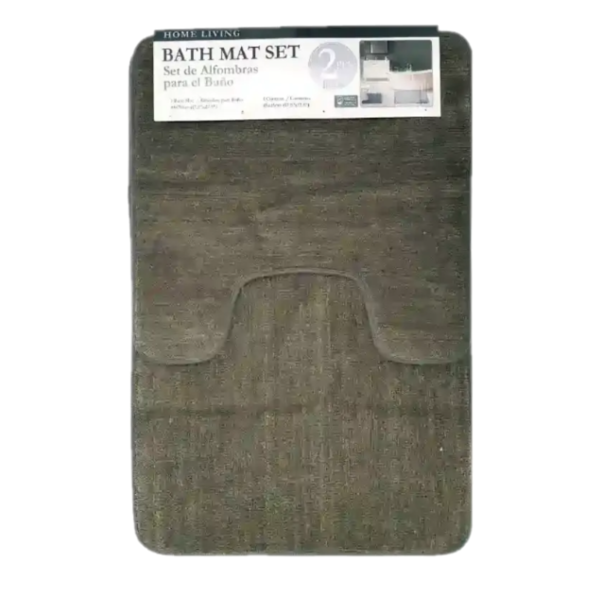 Juego de alfombras con contorno para baño color gris - 2 piezas