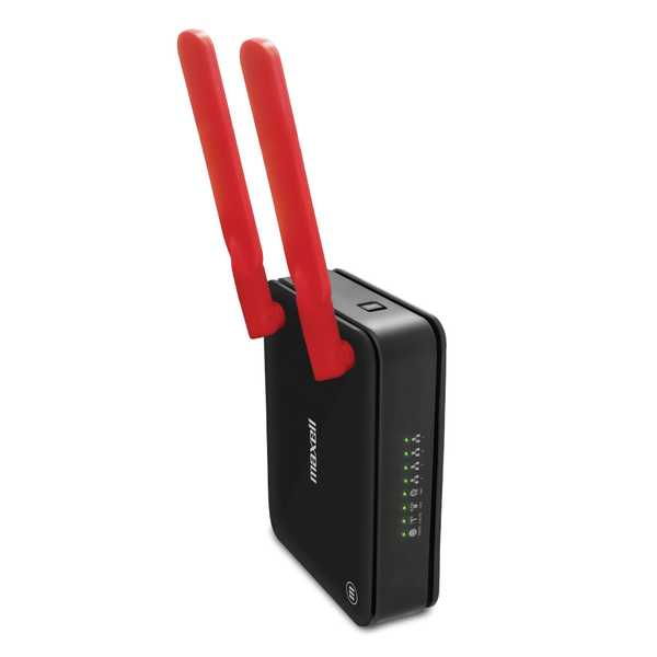 Router inalámbrico 802.11AC 1200 Mbps de color negro y rojo