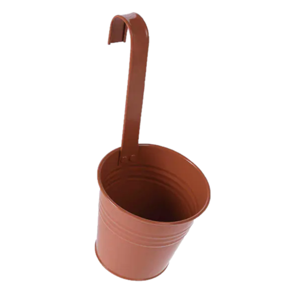 Pote de metal 13cm x 28.5cm con gancho para plantas colores surtidos