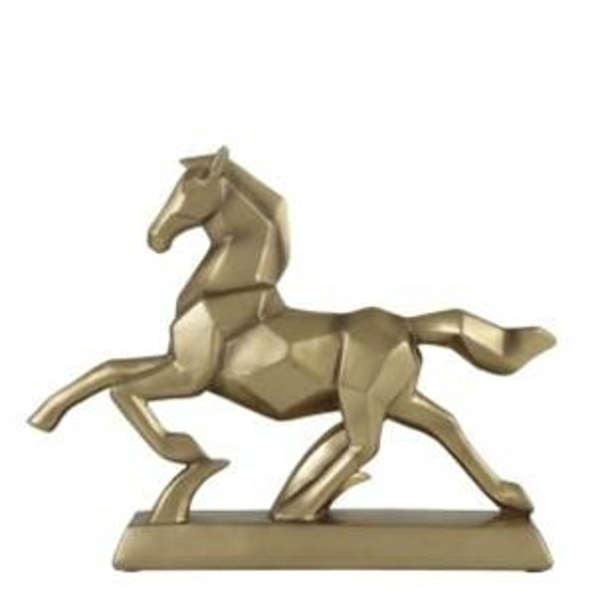 Adorno decorativo de 23cm con forma de caballo color dorado