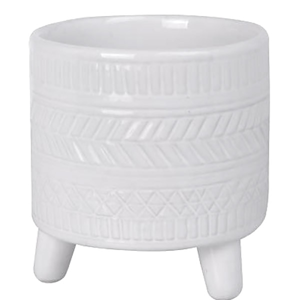 Pote de cerámica con patas color blanco 10.3 x 10.7 cm