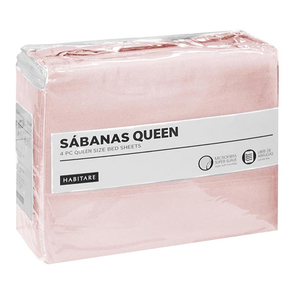 Juego de sábana tamaño queen color blush