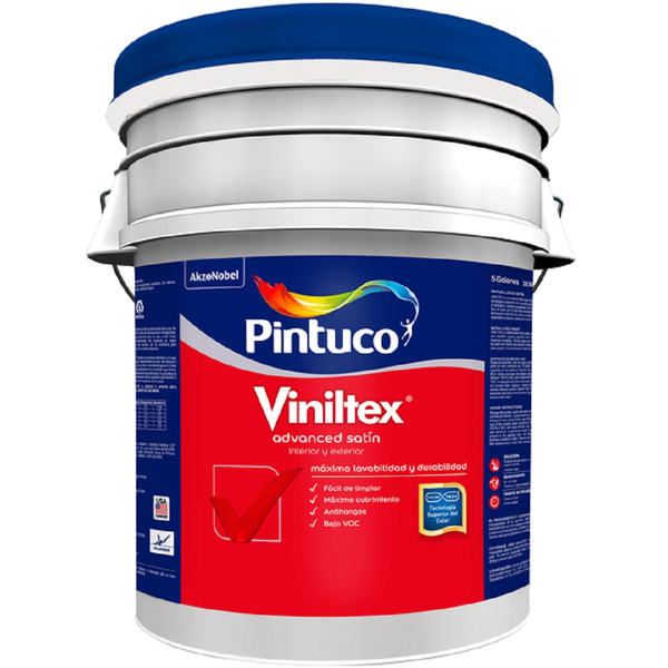 Pintura acrílica Viniltex de acabado satinado base pastel de 5gl