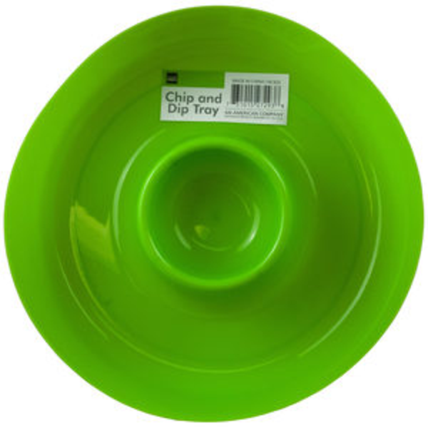 Bandeja plástica redonda 11.5" Chip and Dip color verde