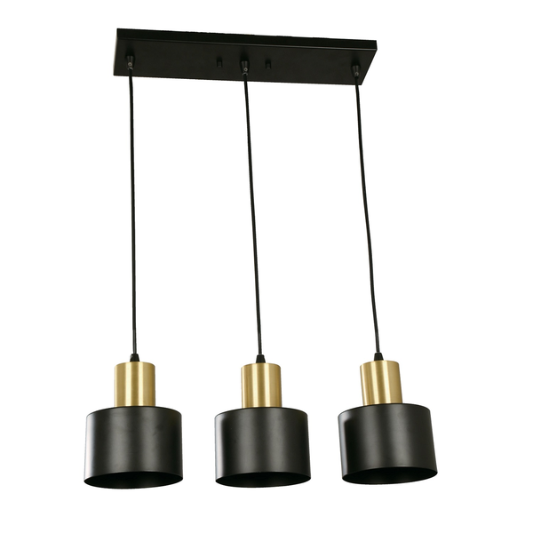 Lámpara colgante Virgina negra de 3 luces E27 60W