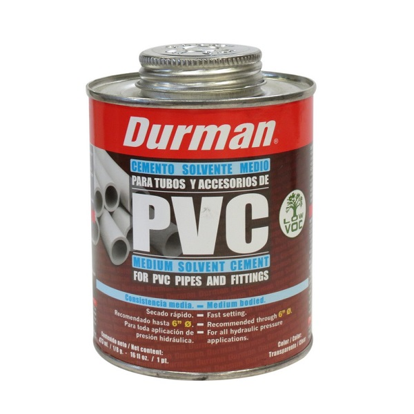 Cemento solvente para tubos y accesorios de PVC de 473ml DURMAN