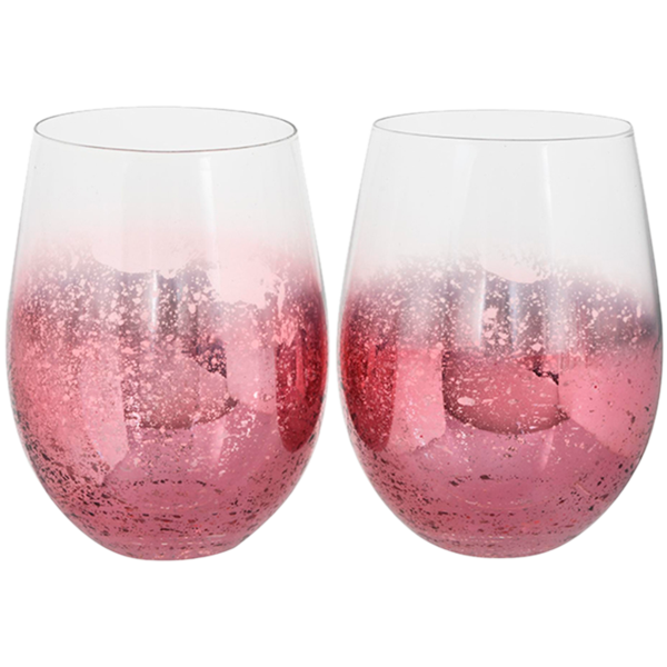 Juego de vasos de vidrio 19oz color rosa iridiscente - 2 unidades