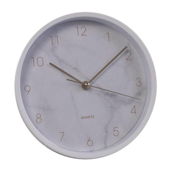 Reloj de pared de 16cm decorativo de color blanco/mármol