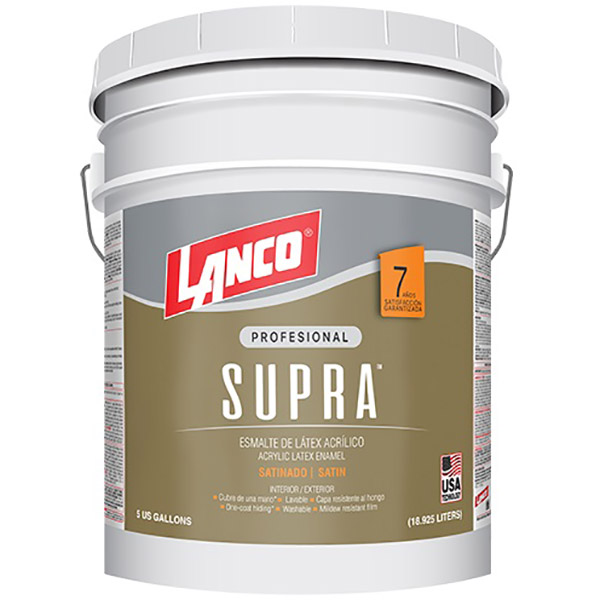 Pintura de látex acrílica Supra acabado satinado base tint 5gl LANCO