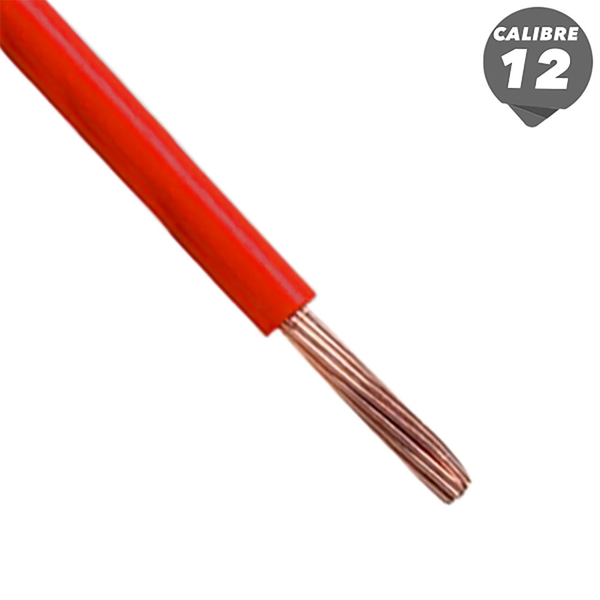 Cable THHN de 1m calibre 12AWG color rojo - Venta por metro