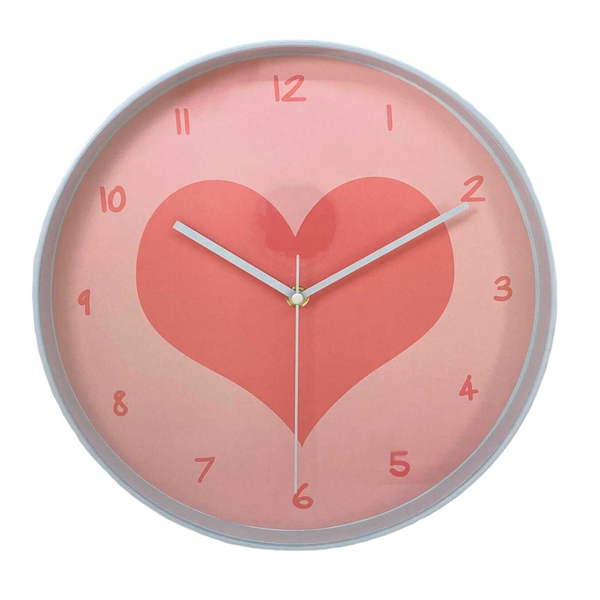 Reloj de pared 30" con diseño de corazón color rosa