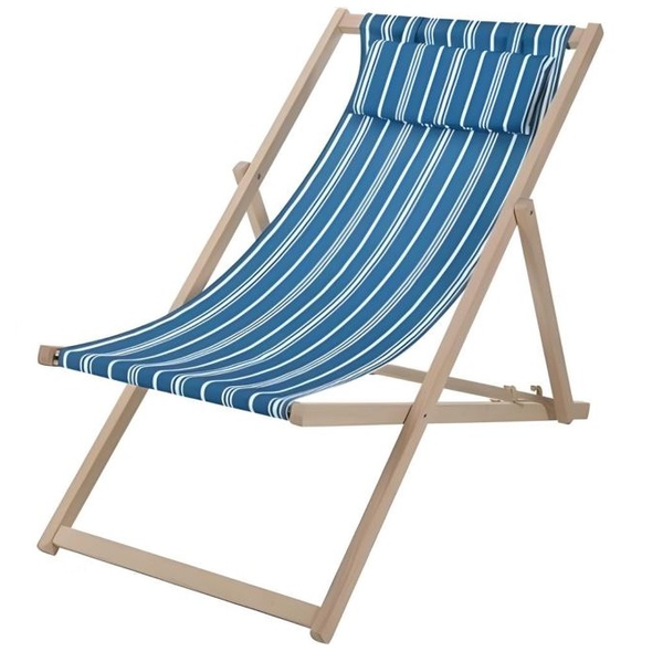 Silla de playa plegable con diseño de rayas color azul