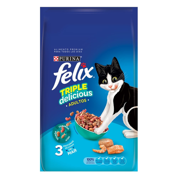 Alimento seco Felix Triple Delicious Mar de 500g para gatos adultos