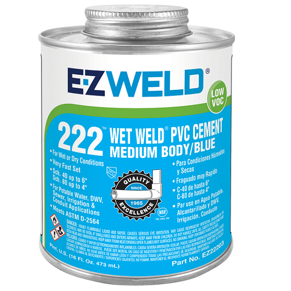 Cemento de PVC Wet Weld mediano de 16oz para tuberías y accesorios