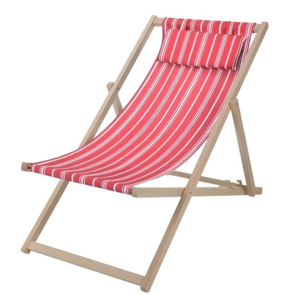 Silla de playa plegable con diseño de rayas color roja