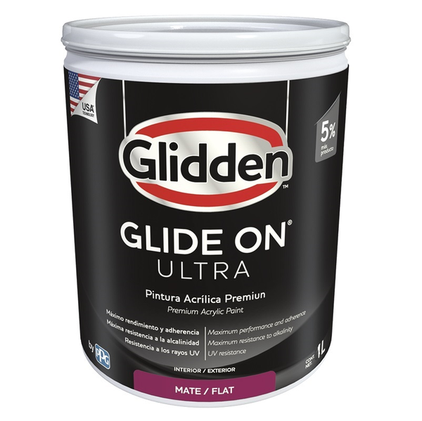 Pintura acrílica Glide On Ultra acabado mate base intermedia 1/4 gl