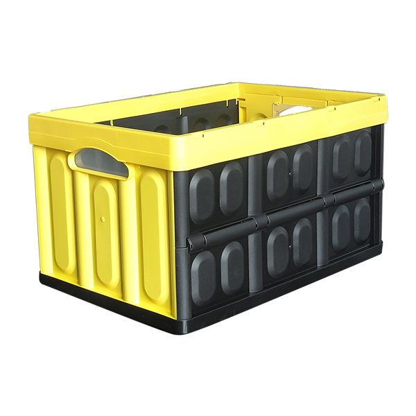 Caja plegable plástica sin tapa multiuso de color amarillo GEOF